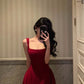 Retro Burgundy Maxi Length Design Elegant A-Line Evening Dress Prom Dress D1582