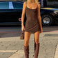 Beauty Homecoming Dress Spaghetti Strap Rinestone Back to School Outfits Party Dress D7043