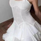 Stunning Homecoming Dress Spaghetti Strap Flower Cascade A-Line Back to School Outfits Party Dress D7933