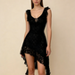 Sexy Black Sheath Lace Ruffles Short Party Dresses Homecoming Dresses, D1225
