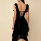 Sexy Black Sheath Lace Ruffles Short Party Dresses Homecoming Dresses, D1225