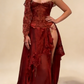 Sexy Burgundy Off Shoulder Sheath Split Long Party Dress Birthday Outfits, D913