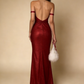Sexy Red Deep V Neck Mermaid Long Evening Party Dresses Birthday Outfits, D1065