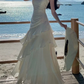 Spaghetti Straps Sheath Chiffon White Long Party Dress Birthday Outfits MD7659