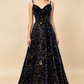 Sparkly Long A-line Lace Up Back Evening Prom Dresses Party Dress M1041
