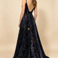 Sparkly Long A-line Lace Up Back Evening Prom Dresses Party Dress M1041