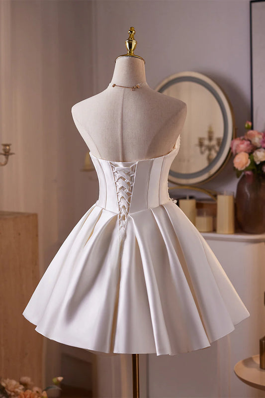 Unique Homecoming Dress Strapless Bowknot Applique Back to School Outfits Party Dress D7755
