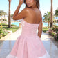 Fashionable Homecoming Dress Strapless Bowknot Tulle A-Line Back to School Outfits Party Dress D7885