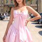 Stunning Homecoming Dress Strapless Bowknot Back to School Outfits Party Dress D7907