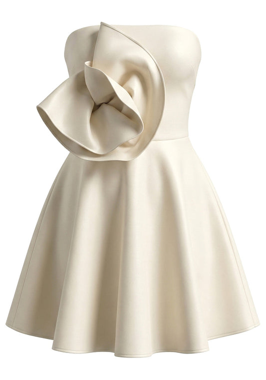 Stunning Homecoming Dress Strapless A-Line Pleated Back to School Outfits Party Dress D7913