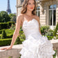 Stunning Homecoming Dress Strapless Flower Pleated Cascade Back to School Outfits Party Dress D7902