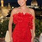 Stunning Homecoming Dress Strapless Flower Cascade Back to School Outfits Party Dress D7900