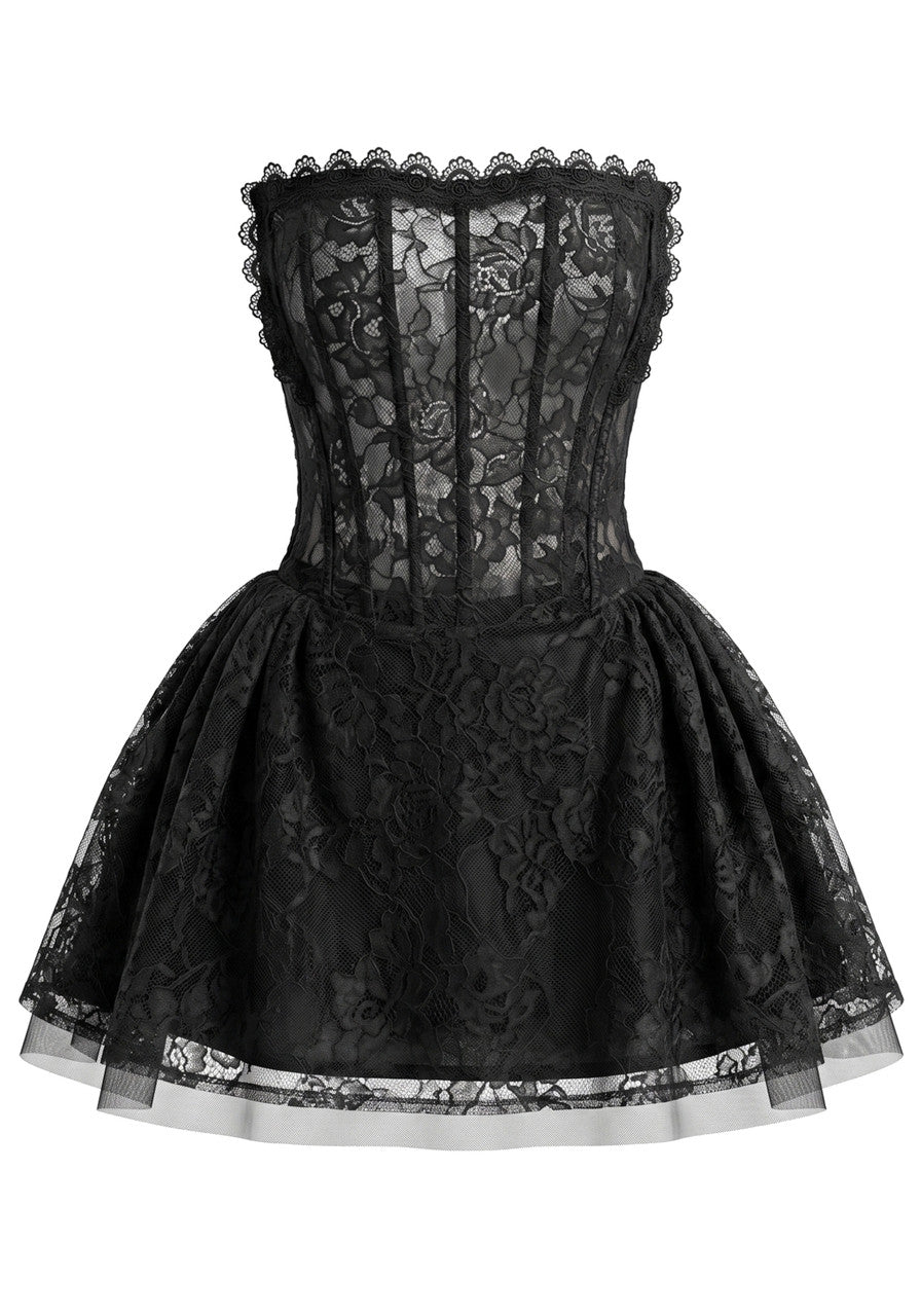 Stunning Homecoming Dress strapless Lace A-Line Back to School Outfits Party Dress D7904