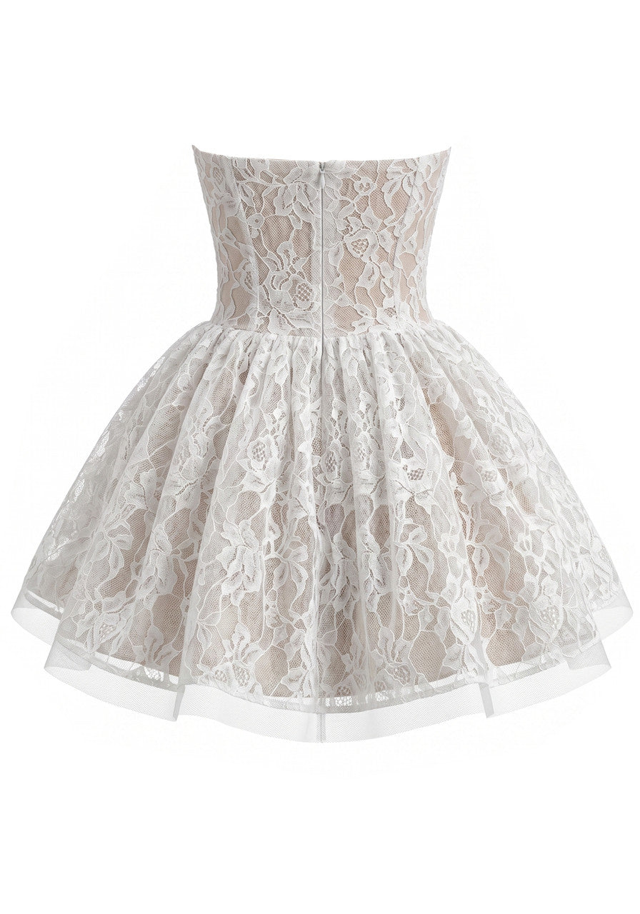 Stunning Homecoming Dress strapless Lace A-Line Back to School Outfits Party Dress D7904