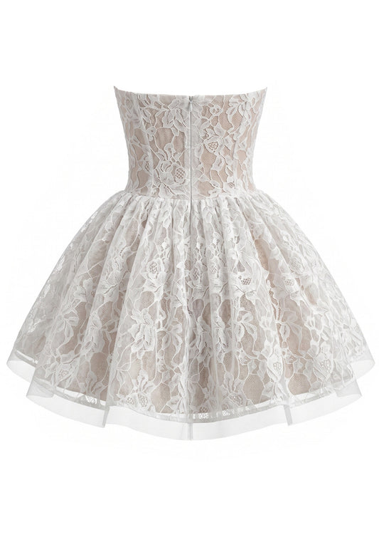 Stunning Homecoming Dress strapless Lace A-Line Back to School Outfits Party Dress D7904