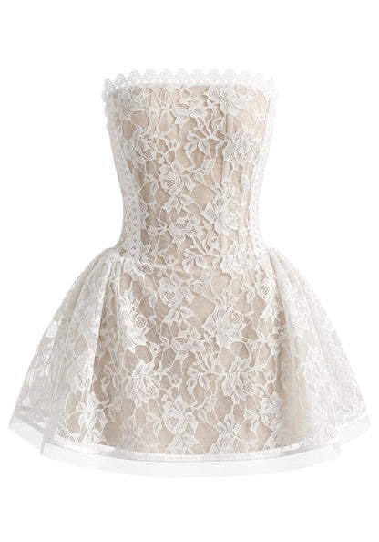 Stunning Homecoming Dress strapless Lace A-Line Back to School Outfits Party Dress D7904