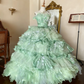Stunning Prom Dress Strapless Pleated Tiered Quinceanera Dress Ball Gown Evening Dress       D4356