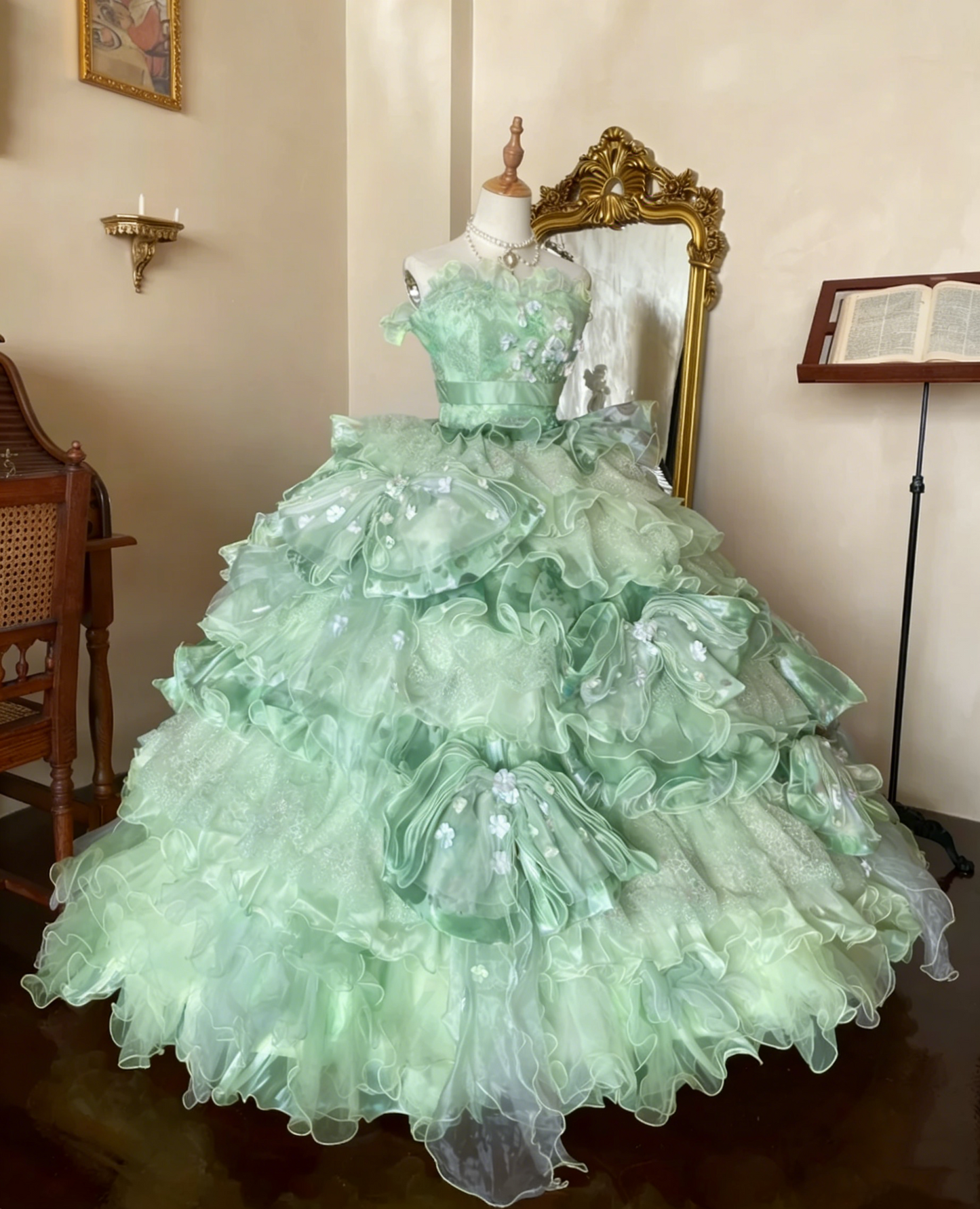 Stunning Prom Dress Strapless Pleated Tiered Quinceanera Dress Ball Gown Evening Dress       D4356