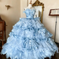 Stunning Prom Dress Strapless Pleated Tiered Quinceanera Dress Ball Gown Evening Dress       D4356