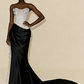 Stunning Strapless Sheath Satin Beaded Long Evening Party Dress Birthday Outfits, D980