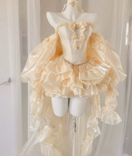 Sweet Homecoming Dress Off Shoulder Short Prom Dress Birthday Party Outfits Two Piece   D3743