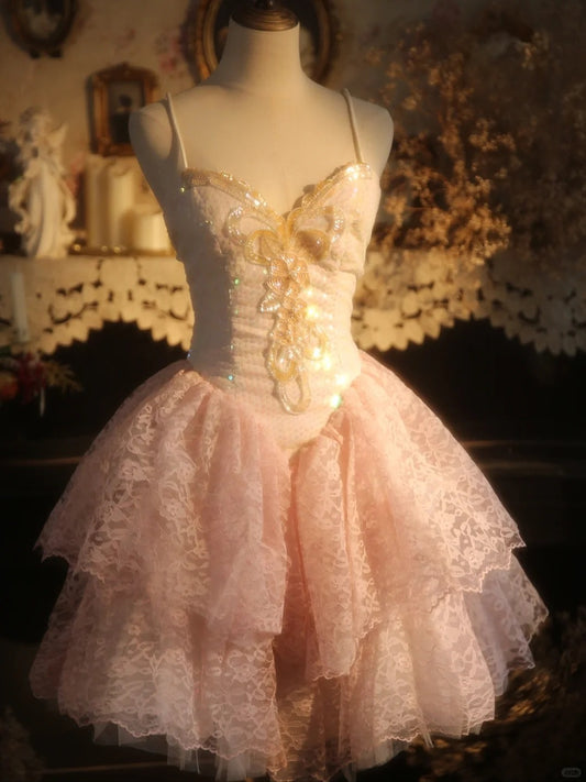 Stunning Homecoming Dress Spaghetti Strap Lace Sequins Dress Back to School Outfits Party Dress  D6404