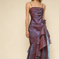 Vintage Spaghetti Straps Ruffles Sheath Long Prom Dress MD7284
