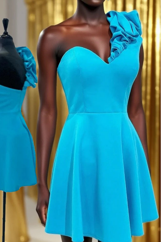 New Homecoming Dress One Shoulder Sweetheeart  Pleated Back to School Outfits Party Dress D7620