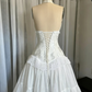 White Halter Neck A-Line Lace Vintage Wedding Dress Long Party Dresses, D848