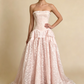 White Strapless A-Line Lace Long Party Dress Vintage Wedding Dress, D791