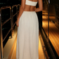 White Strapless A-Line Long Prom Dress Birthday Dress, D69