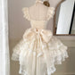 Vintage Beige Sweetheart Bow Lace-up Design A-line Tulle Tiered Party Dress Homecoming Dress D1518