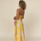 Yellow A-Line Halter Satin Long Party Dress Wedding Guest Dress, D187
