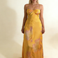 Yellow A-Line Halter Satin Long Party Dress Wedding Guest Dress, D187