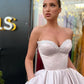 Retro Light Pink Sweetheart Strapless Design A-line Satin Party Dress Homecoming Dress D1535