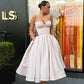 Retro Light Pink Sweetheart Strapless Design A-line Satin Party Dress Homecoming Dress D1535