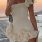 Beauty Homecoming Dress One Shoulder Cascade Back to School Outfits Party Dress D7109