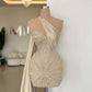 Chic Homecoming Dress One Shoulder Beading Soutache Sequins Back to School Outfits Party Dress  D7402
