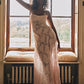 Vintage Floral Jacquard Spaghetti Strap Design Prom Dress Evening Dress D1699