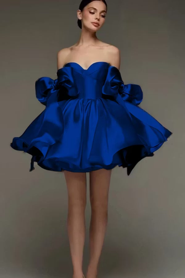 Beautiful Homecoming Dress Sweetheart Bowknot Pleated Back to School Outfits Party Dress D7170