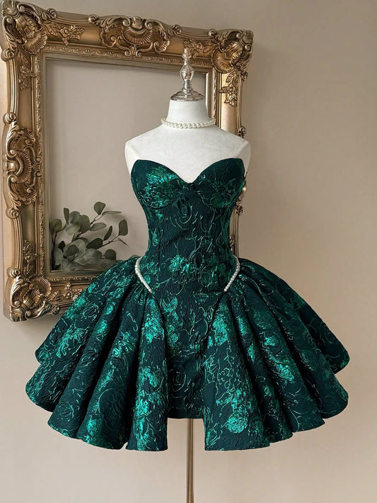 Charming Homecoming Dress Sweetheart Pleated Pearl Back to School Outfits Party Dress  D7393