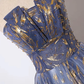 Retro Blue Sequin Strapless Design A-line Tulle Party Dress Homecoming Dress D1556