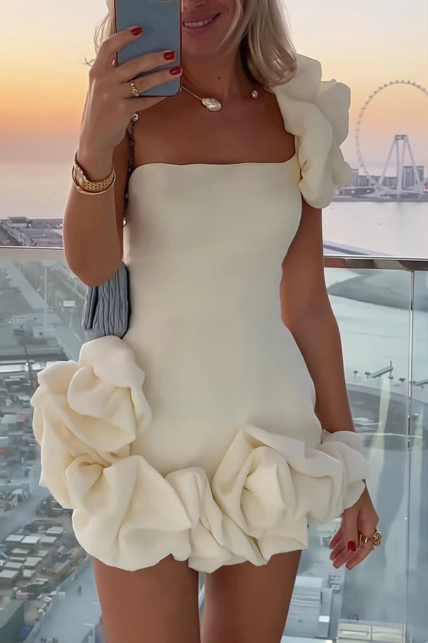 Beauty Homecoming Dress One Shoulder Cascade Back to School Outfits Party Dress D7109