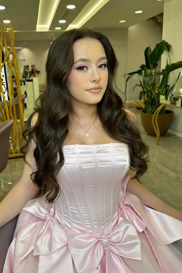 Fashionable Homecoming Dress Strapless Bowknot Tulle A-Line Back to School Outfits Party Dress D7832