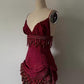 Charming Burgundy Sleeveless Spaghetti Straps Beading Short Prom Dress Homecoming Dress with Pleated D7971