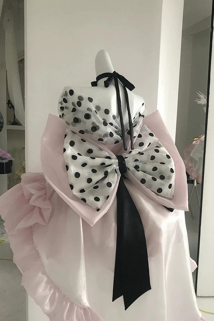 Unique Homecoming Dress Off the Shoulder Tulle Hi-Lo Cascade Bowknot Back to School Outfits Party Dress  D7720