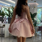 Fashionable Homecoming Dress Strapless Bowknot Tulle A-Line Back to School Outfits Party Dress D7832
