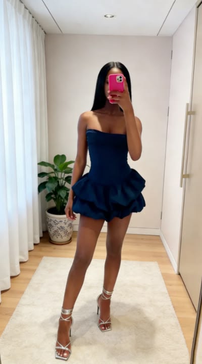 Stunning Homecoming Dress Strapless Cascade Back to School Outfits Party Dress D6856