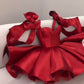 Stunning Homecoming Dress Red Sweetheart Bowknot Pleated Back to School Outfits Party Dress D6702