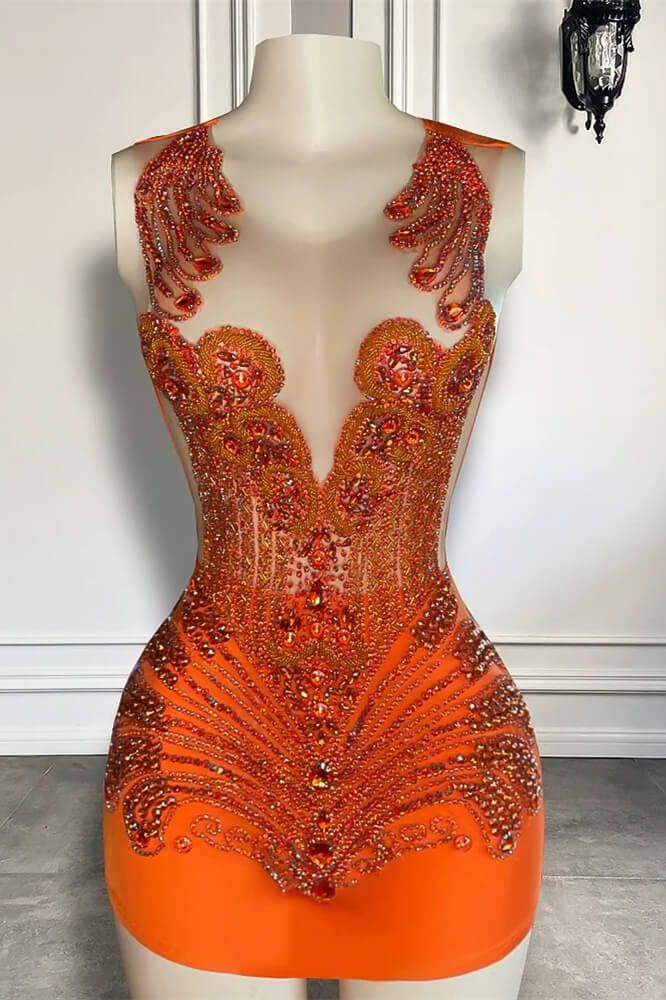 Pretty Homecoming Dress V Neck Rinestone Beading Back to School Outfits Party Dress D6976
